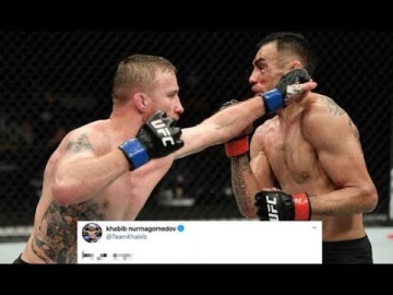 Khabib, conor reacts to Tony Ferguson vs Gaethje UFC 249